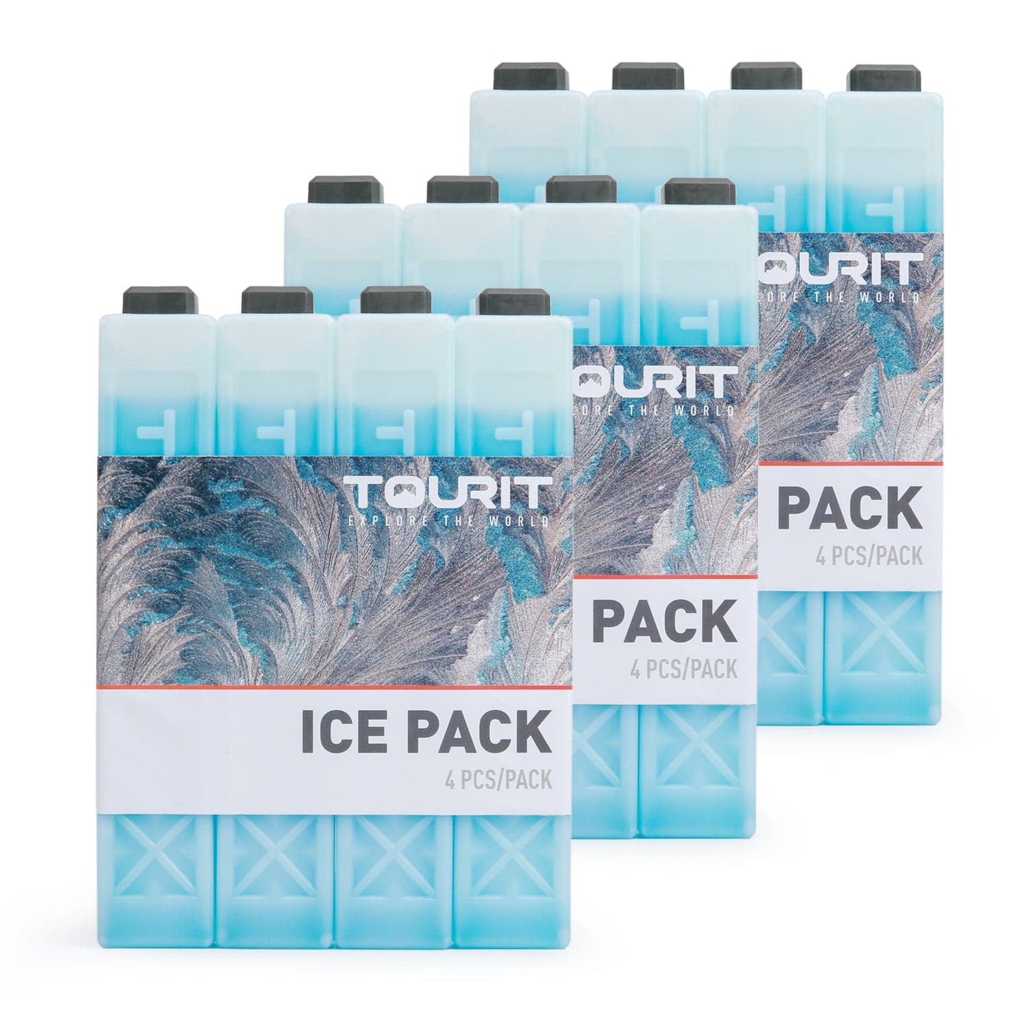 TOURIT 4 Pack Reusable Ice Packs for Coolers Long Lasting Cooler Ice Packs for Cooler Bag, Lunch Bags/Box, Cooler Backpacks, Knee Injuries, Back Pain Relief, Blue