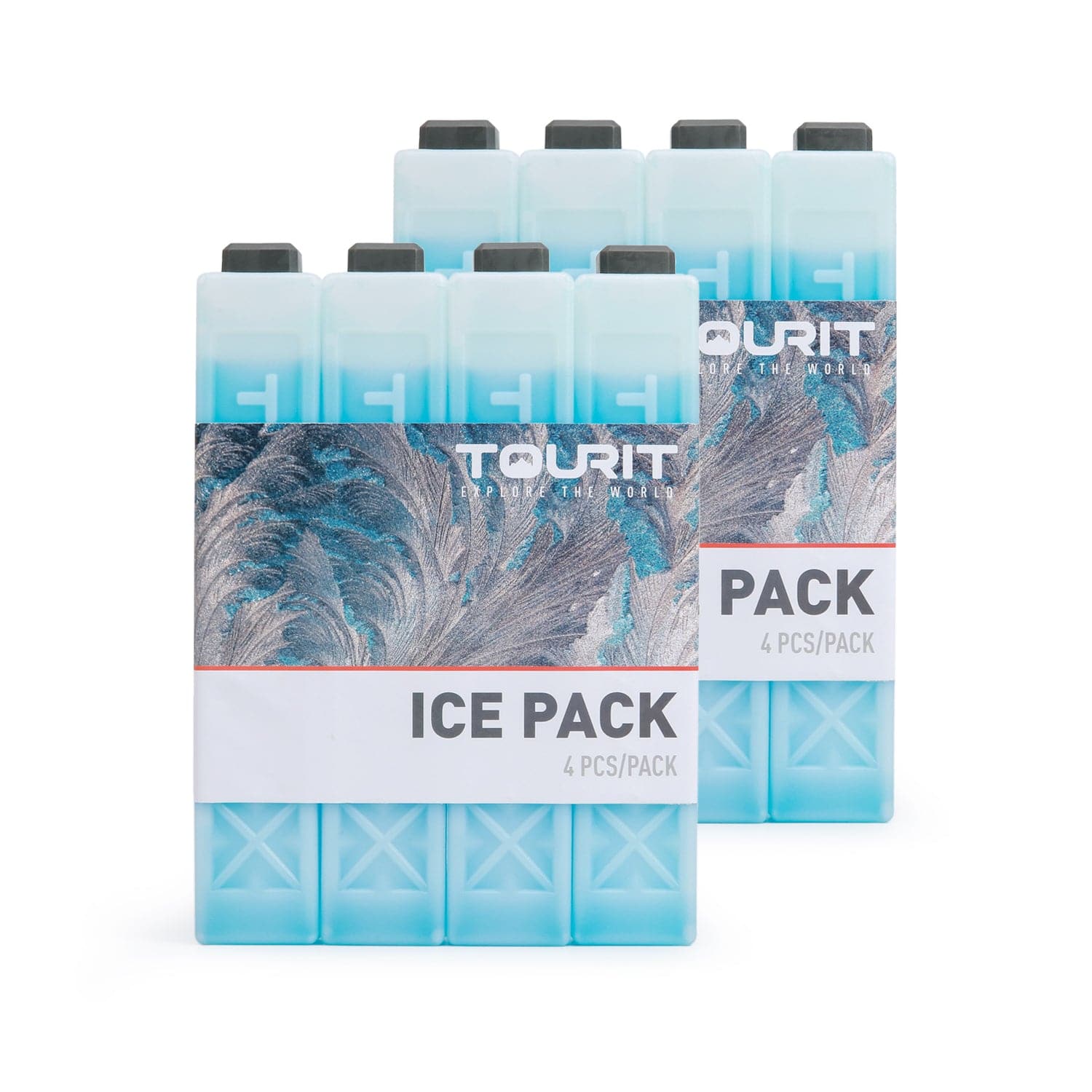 TOURIT 4 Pack Reusable Ice Packs for Coolers Long Lasting Cooler Ice Packs for Cooler Bag, Lunch Bags/Box, Cooler Backpacks, Knee Injuries, Back Pain Relief, Blue