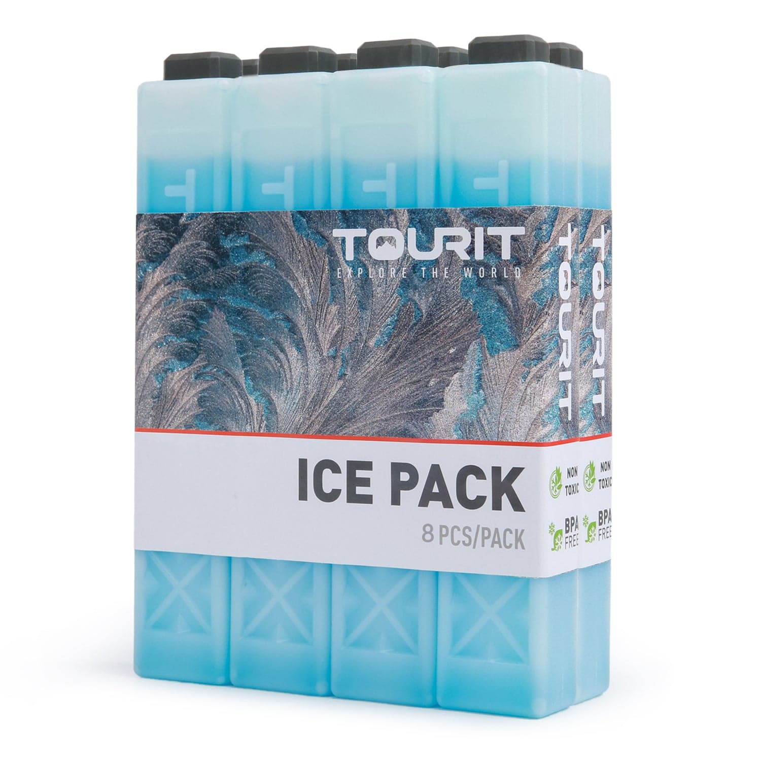 TOURIT 4 Pack Reusable Ice Packs for Coolers Long Lasting Cooler Ice Packs for Cooler Bag, Lunch Bags/Box, Cooler Backpacks, Knee Injuries, Back Pain Relief, Blue