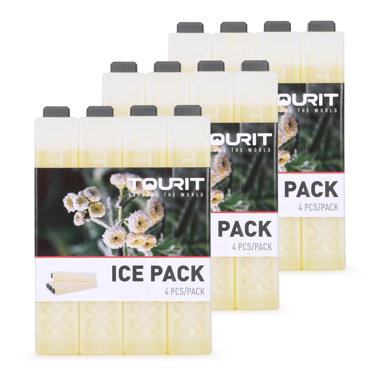 TOURIT 4 Pack Reusable Ice Packs for Coolers Long Lasting Cooler Ice Packs for Cooler Bag, Lunch Bags/Box, Cooler Backpacks, Knee Injuries, Back Pain Relief, Blue