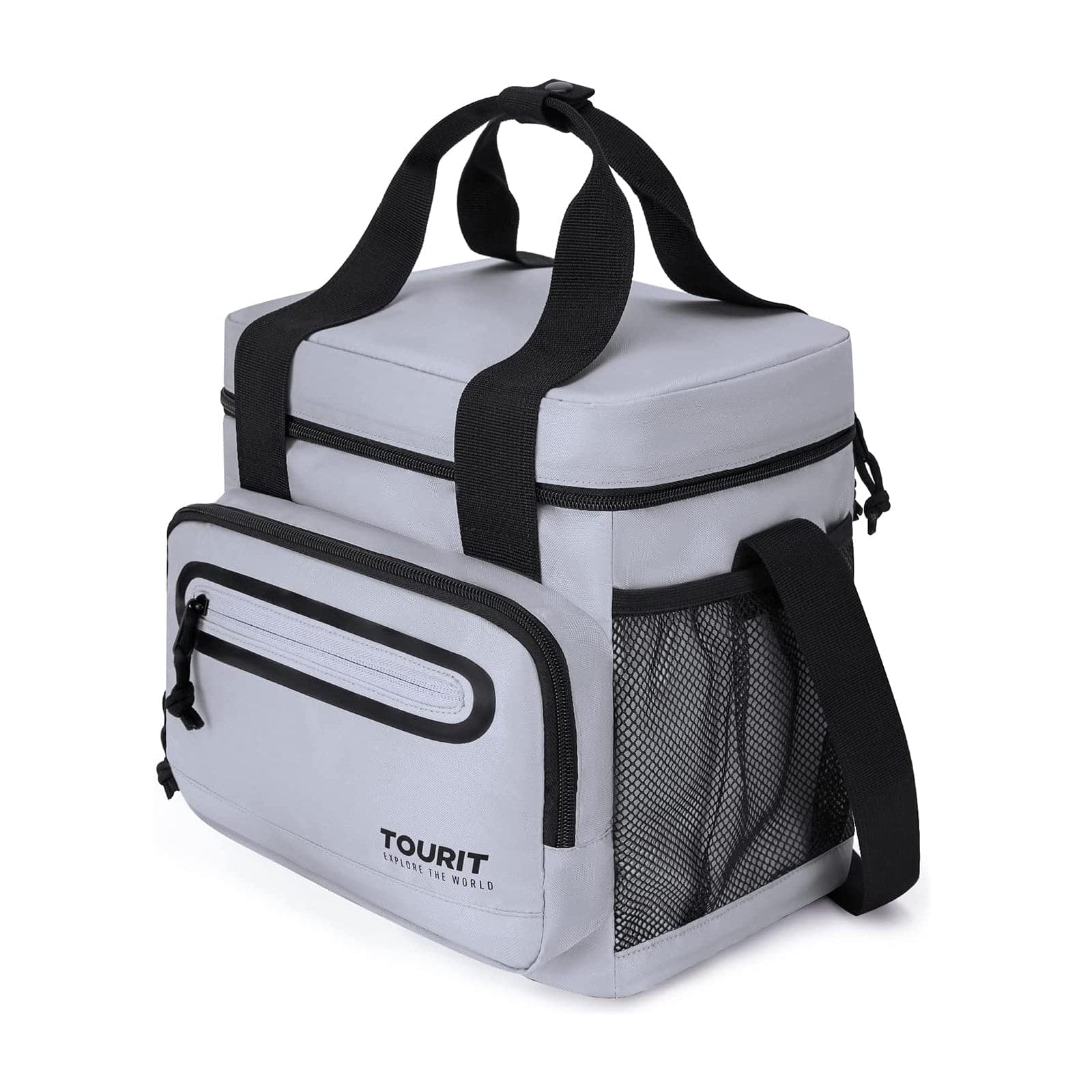 TOURIT Large Lunch Bag Reusable Insulated Tote Lunch Box Soft Cooler Bag Suitable for Work, School, Picnic, Beach for Men & Women, Gray