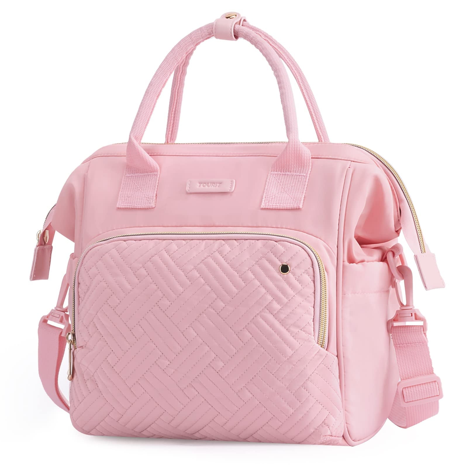 TOURIT Lunch Bag for Women Insulated Tote Lunch Box, Reusable Portable Cooler Lunch Tote Bag Suitable for School, Office, Work, Picnic, Beach, Adult and Kids, Pink